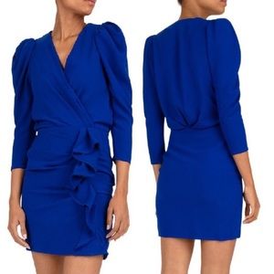 BA&SH Melinda Ruffle Dress Size S Royal Blue